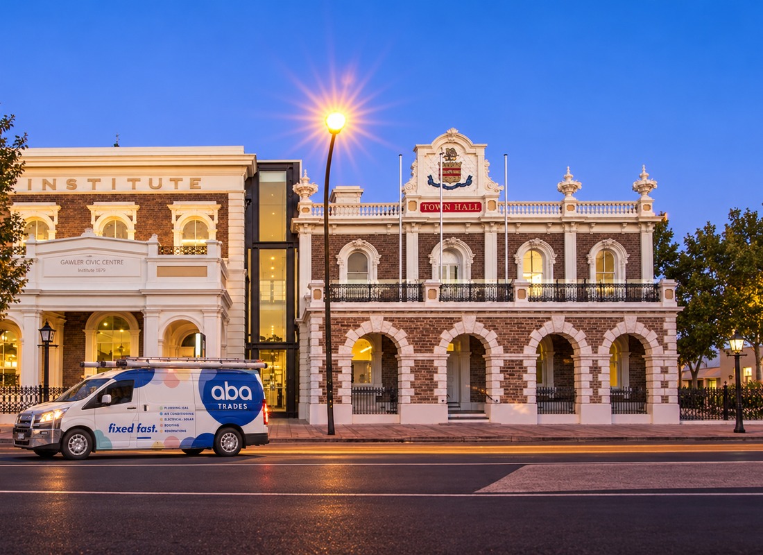aba TRADES van outside the Gawler Town Hall and Civic Centre